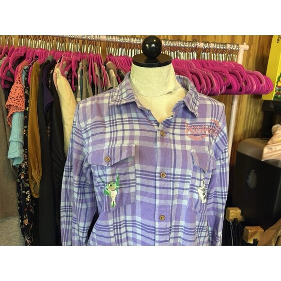 Disney Our Universe Pocahontas Women's Cotton Multicolor Plaid Shirt. Sz M - Picture 4 of 12